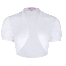 Belle Poque Women's Short Sleeve Cropped Short White Chiffon Bolero Shrug BP000218-2